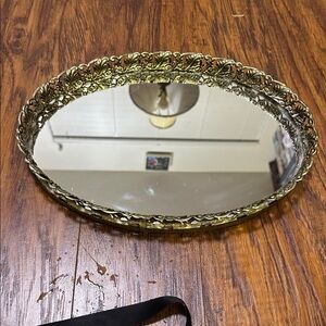 Vintage Gold Tone Oval Mirror